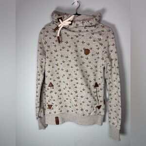 Naketano Gray Hoodie with Bee Pattern
